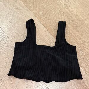Five Dancewear Black Flutter Ribbed crop top YXL
